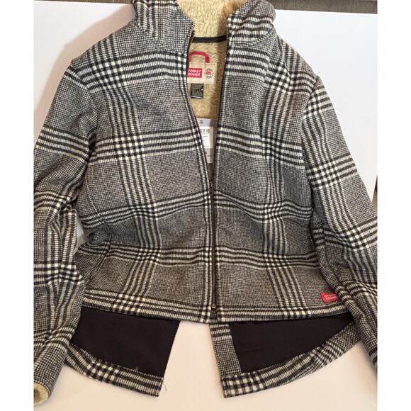 Stormy Kromer Jacket Womens L Metro Wool Sherpa Swallowtail Black White Plaid - Picture 8 of 16